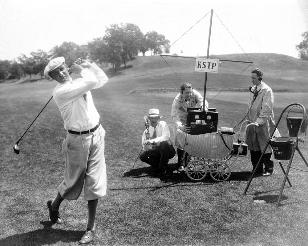 About Hubbard Cincinnati: KSTP-AM provides first live coverage of a United States Open golf tournament with portable transmitter wheeled around course in daughter Alice Hubbard’s baby carriage